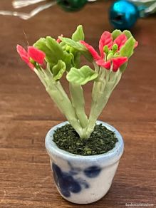 Casas de muñecas: Maceta con flor de Pascua miniatura casa de muñecas